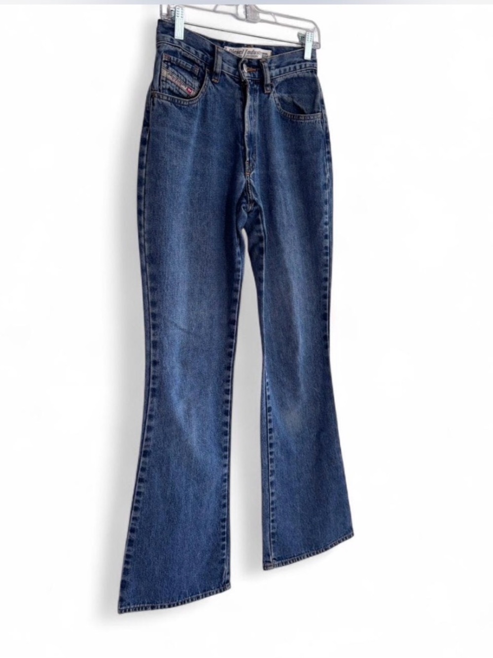 Y2K Vintage Diesel Medium Blue Flare Wide-Leg Jeans Size 27 - Picture 2 of 9
